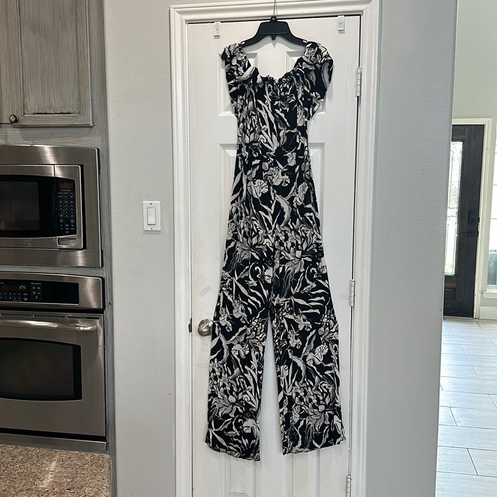 Black And White Floral Romper